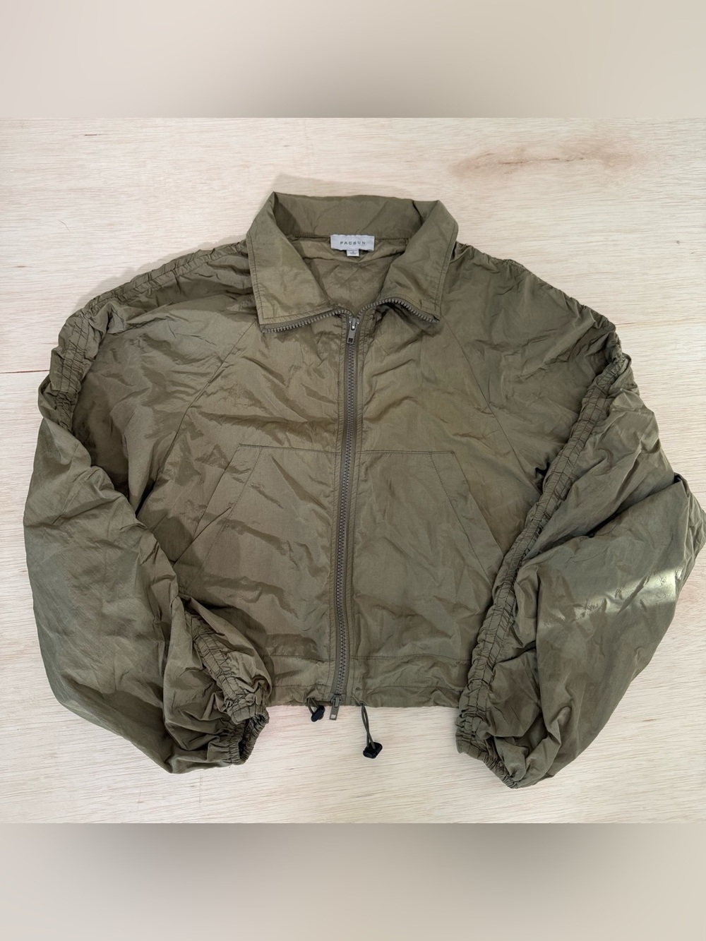 PacSun Olive Green Cropped Zip Jacket
